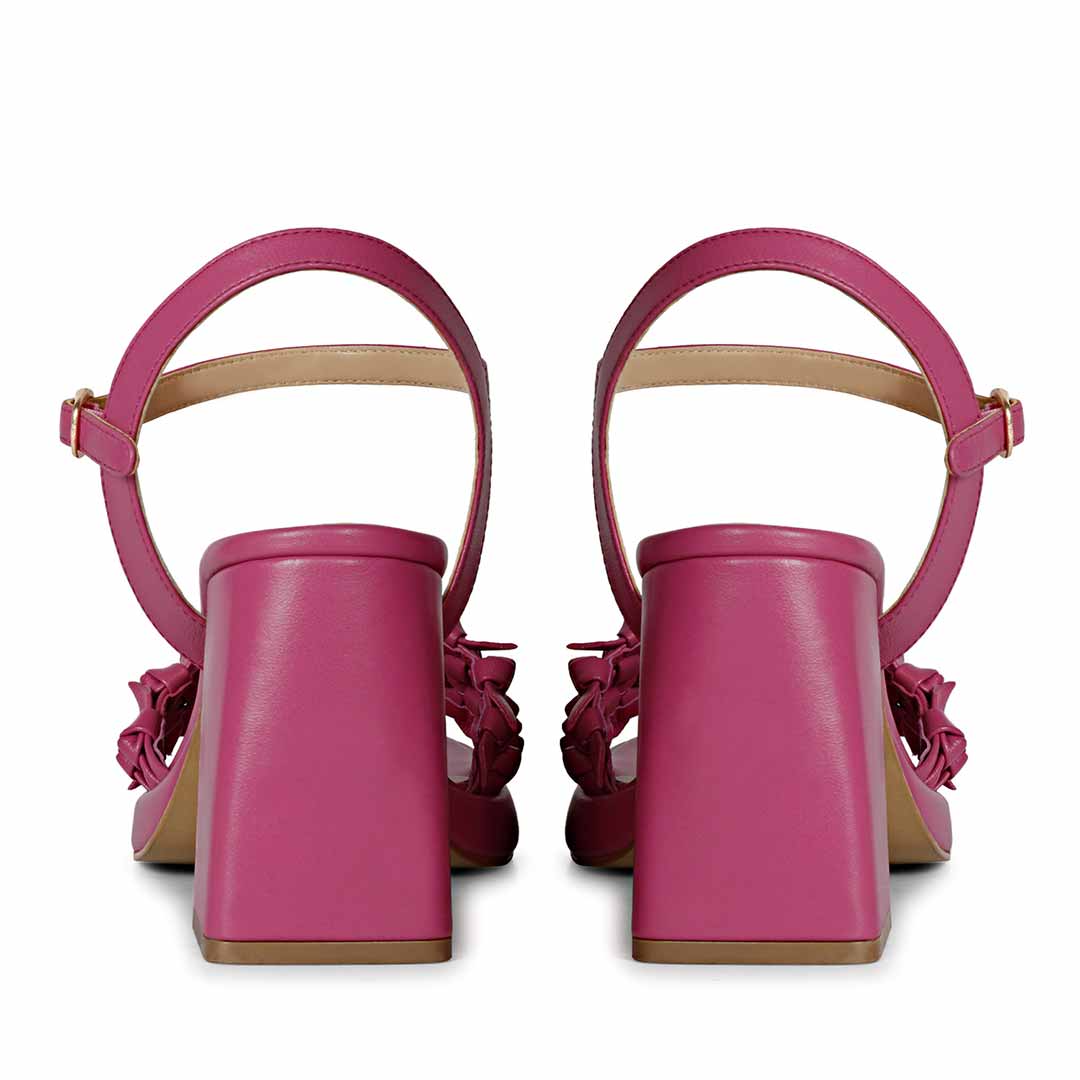 Saint Joy Fuxia Hand Woven Leather Block Heels - Image 6
