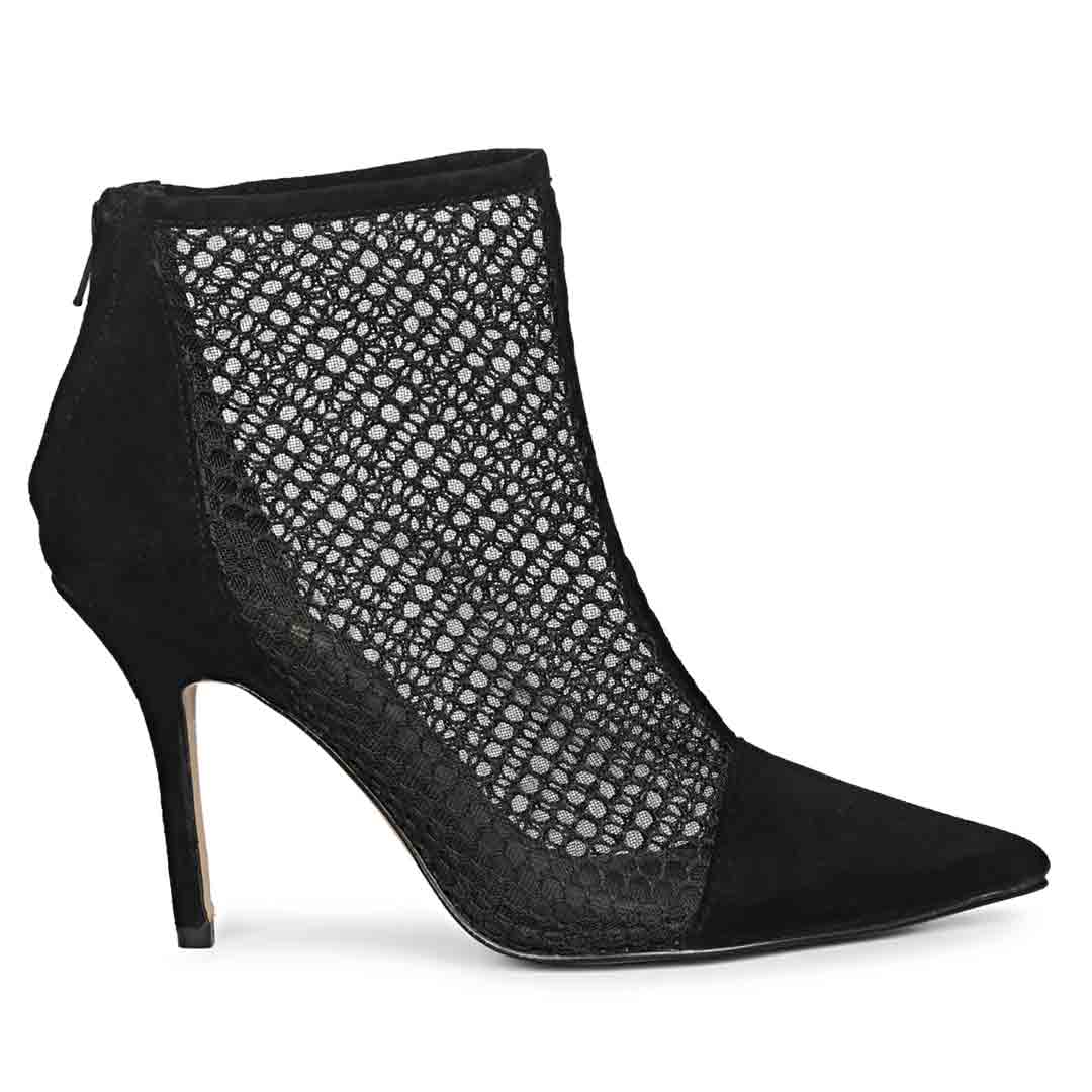 Saint Kinslee Black Mesh & Suede Leather Pumps