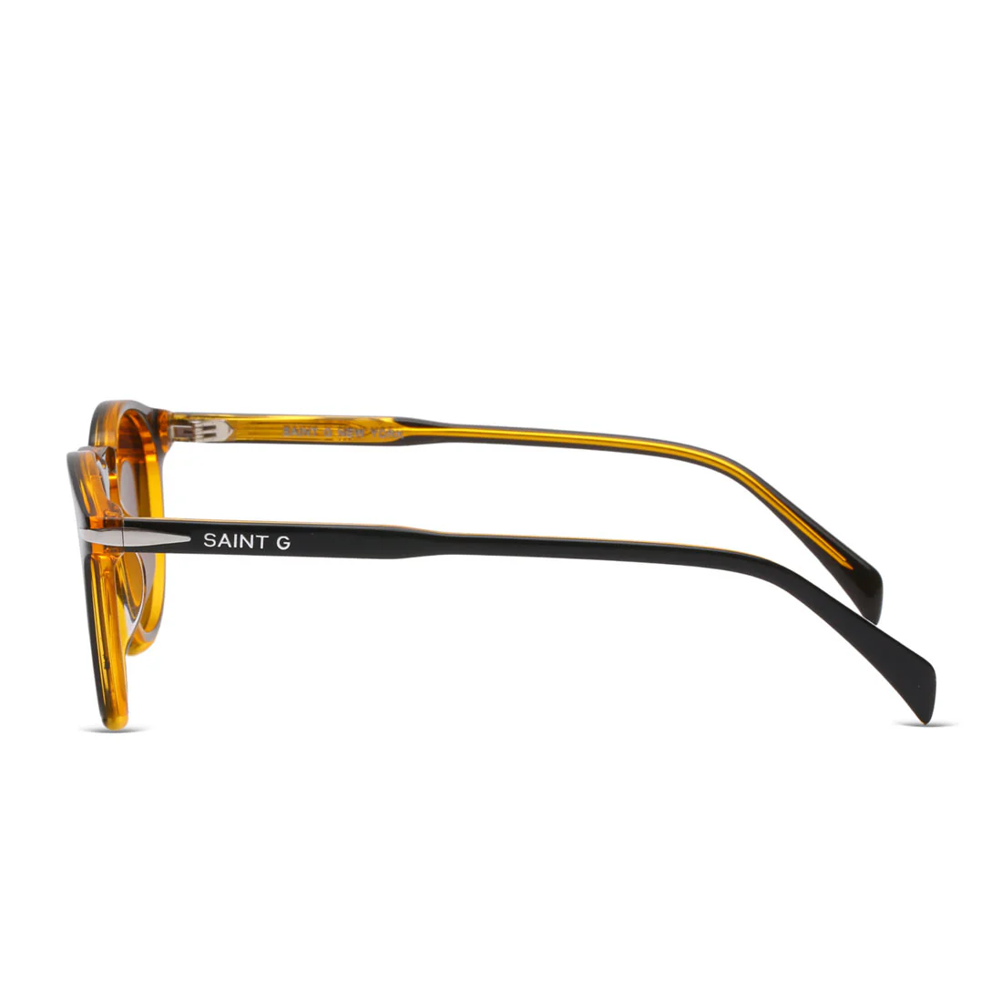 Lagoon Light Amber Black Round Sunglasses - Image 4