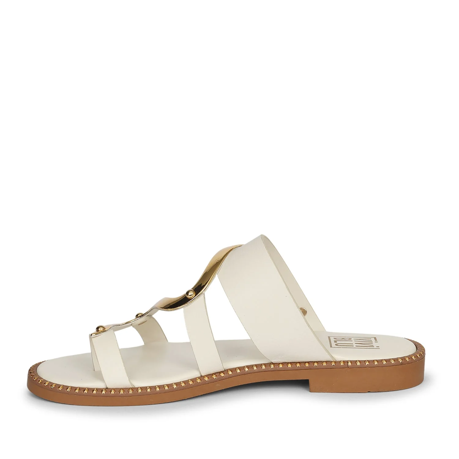 Layla Off White Leather Flat Sandals - Image 3