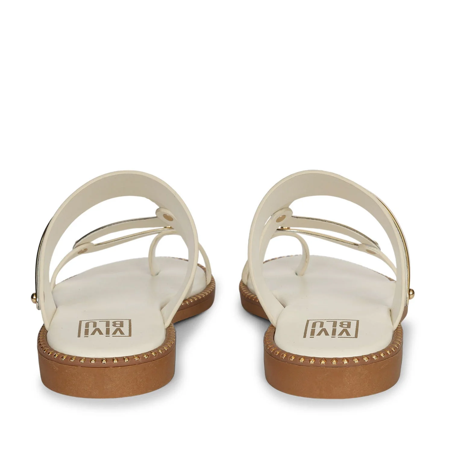 Layla Off White Leather Flat Sandals - Image 5