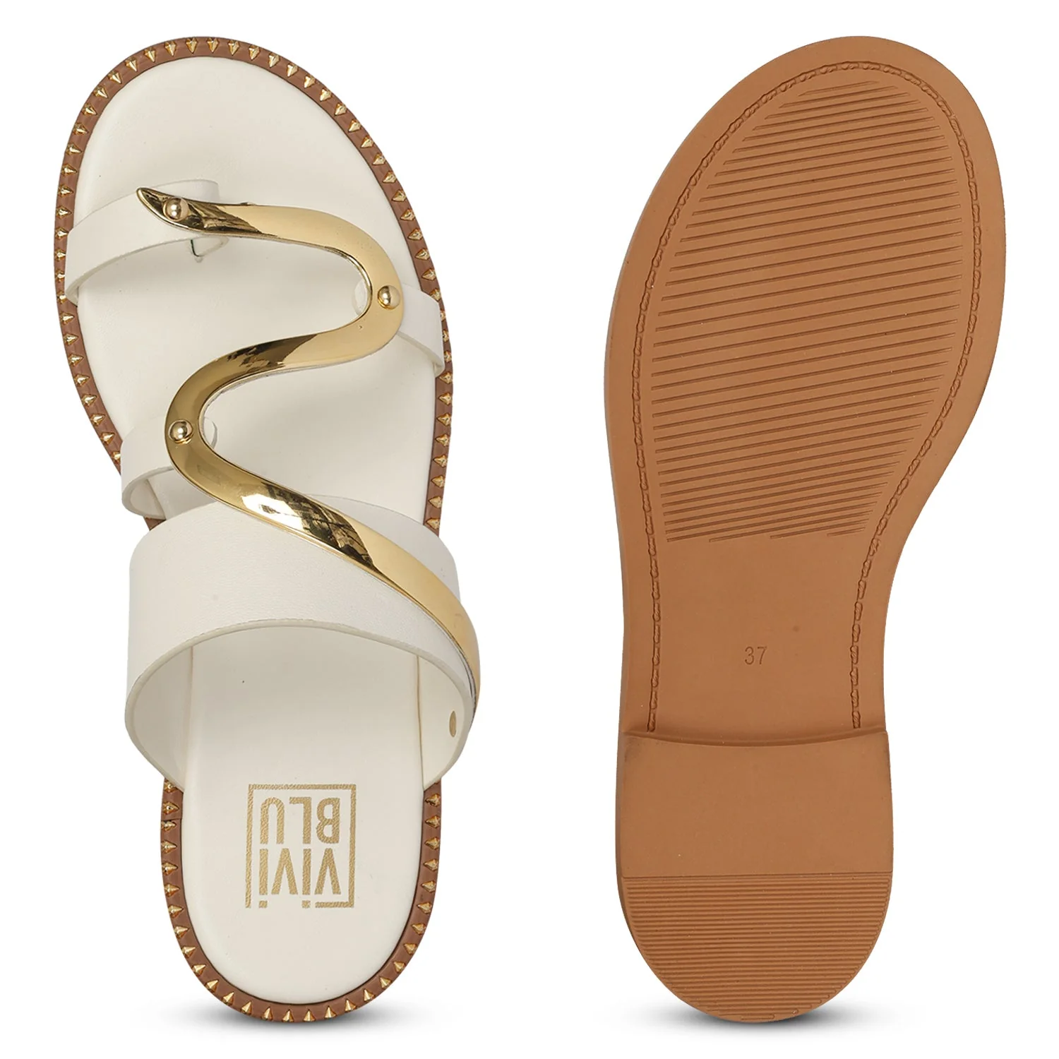 Layla Off White Leather Flat Sandals - Image 6