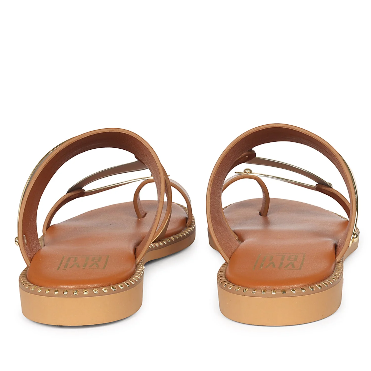 Layla Tan Leather Flat Sandals - Image 5