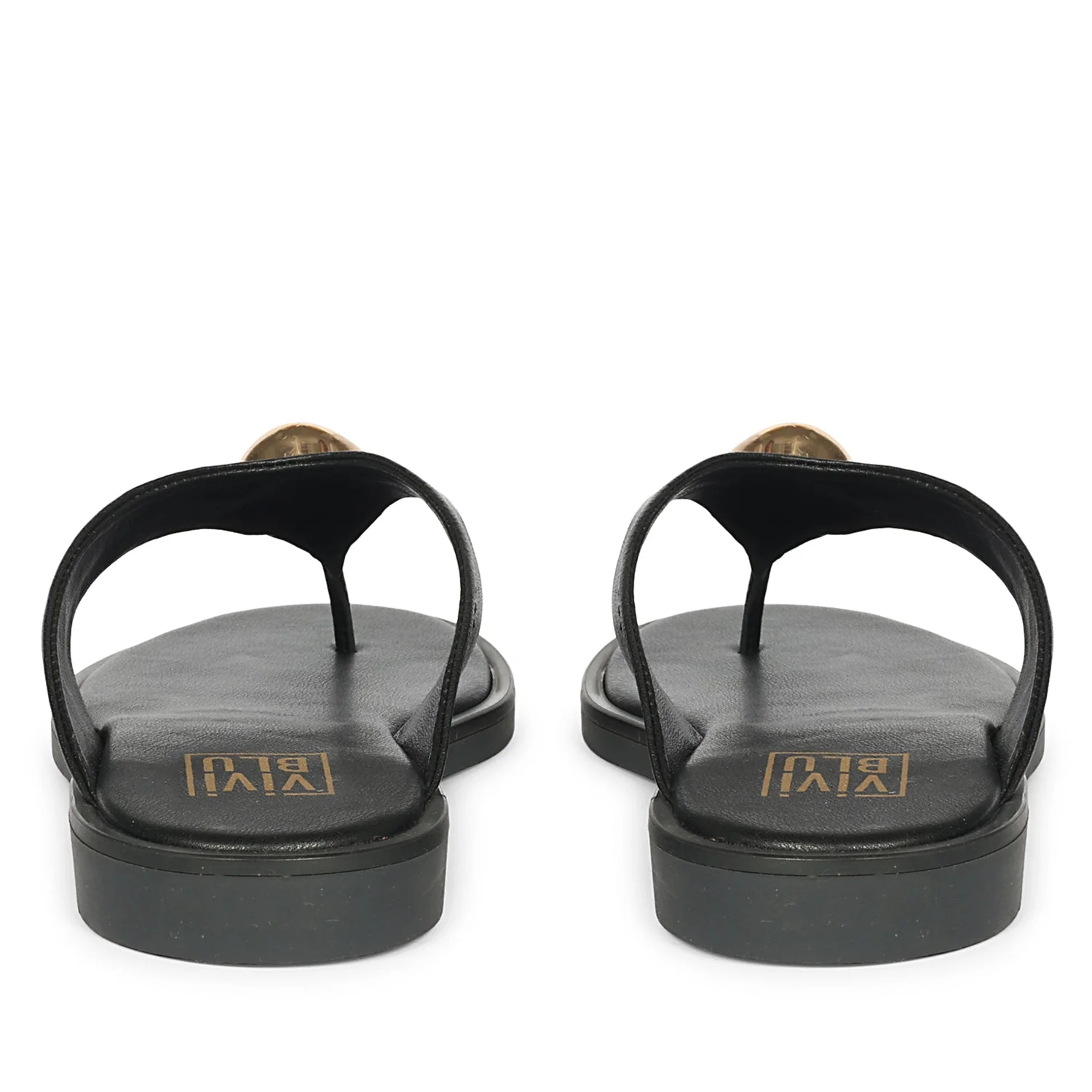 Leyla Black Leather Flat Sandals - Image 5
