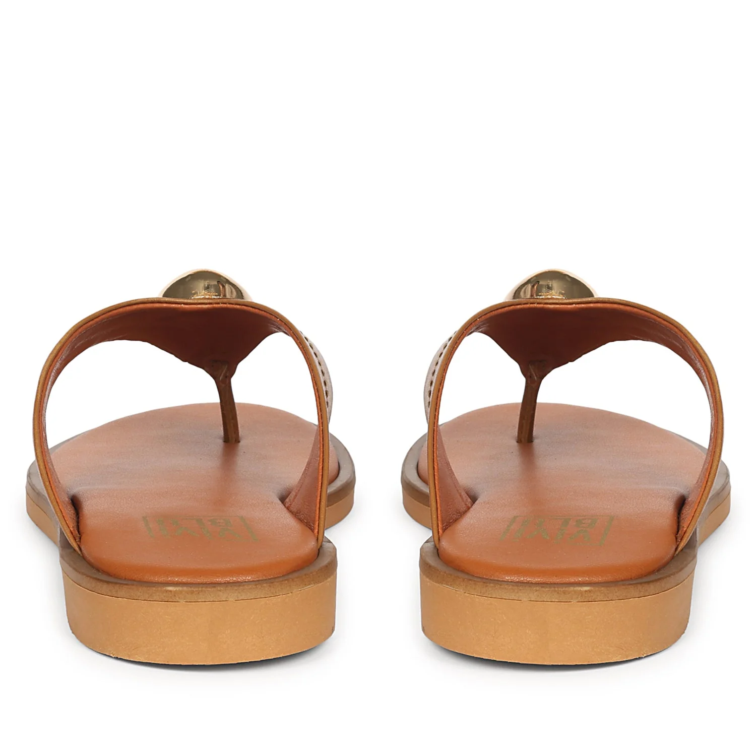 Leyla Tan Leather Flat Sandals - Image 5
