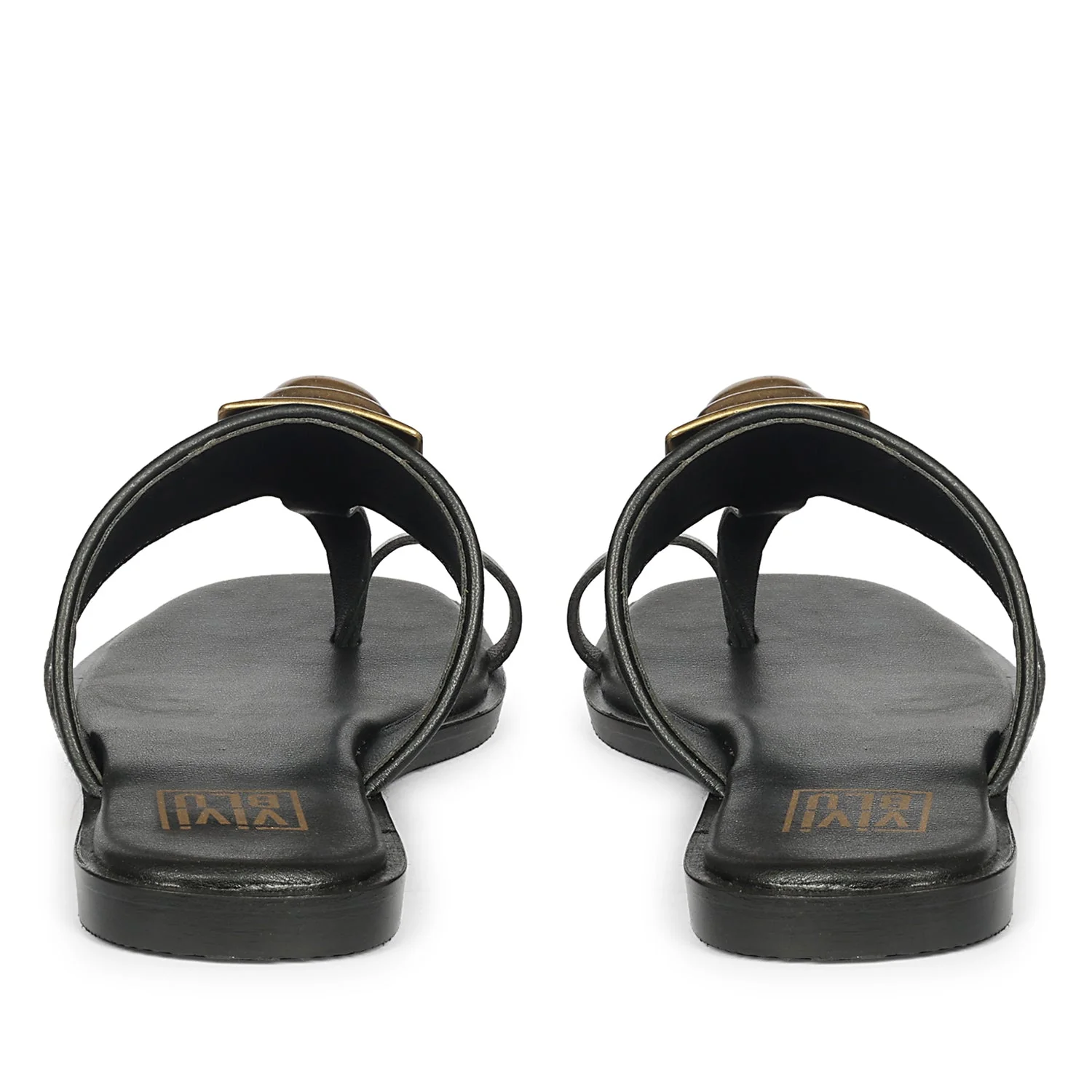 Lilian Black & White Leather Flat Sandals - Image 5