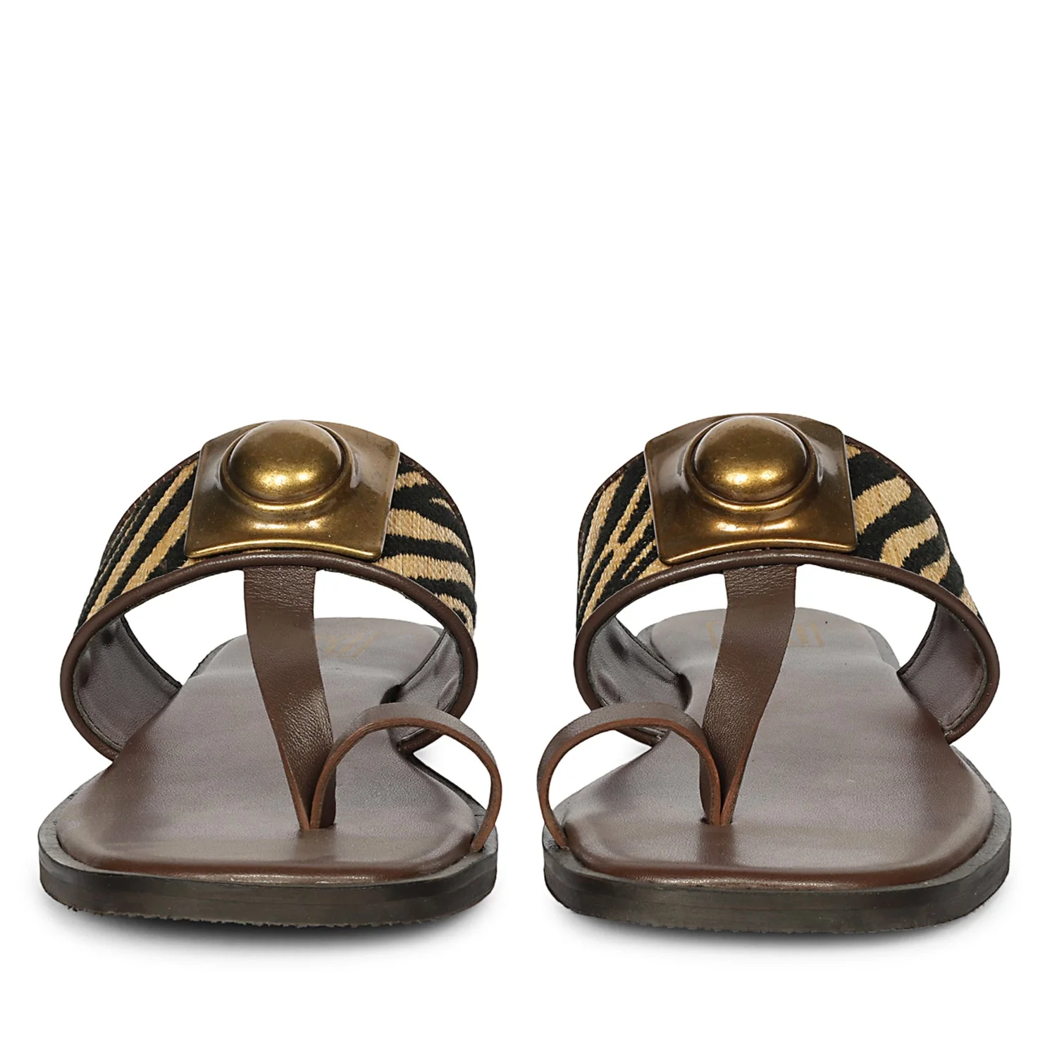 Lilian Brown Leather Flat Sandals - Image 4