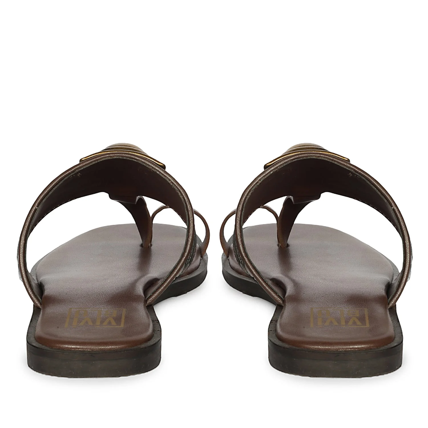 Lilian Brown Leather Flat Sandals - Image 5