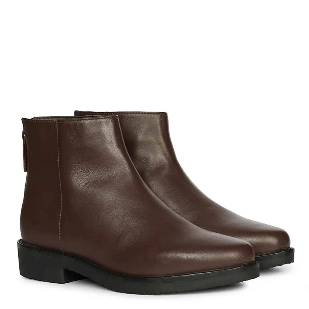 Livia Dark Brown Leather Ankle Boots - Image 2