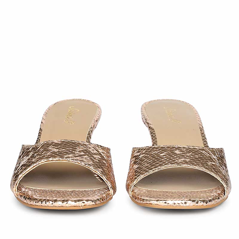 Lorelei Gold Snake Embossed Kitten Heels - Image 4