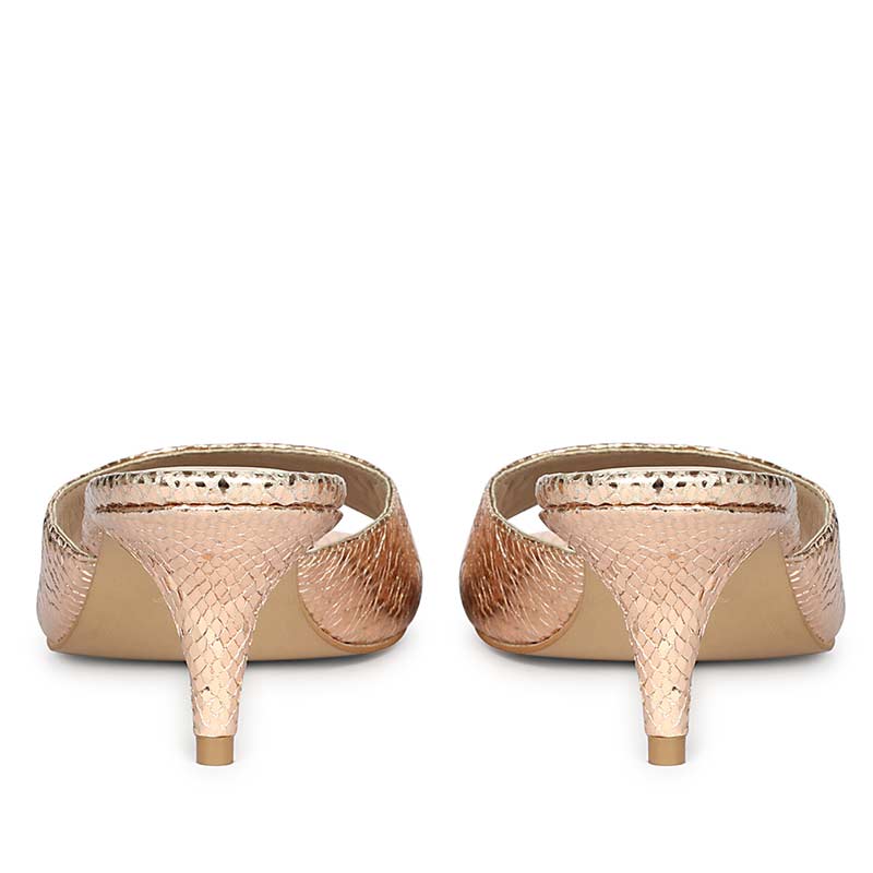 Lorelei Gold Snake Embossed Kitten Heels - Image 5