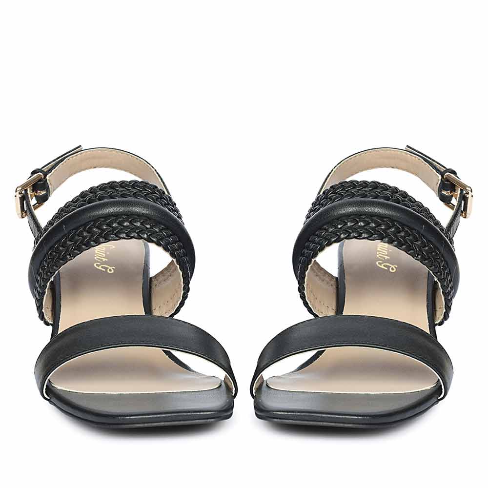 Mabel Hand Woven Black Leather Block Heels - Image 5