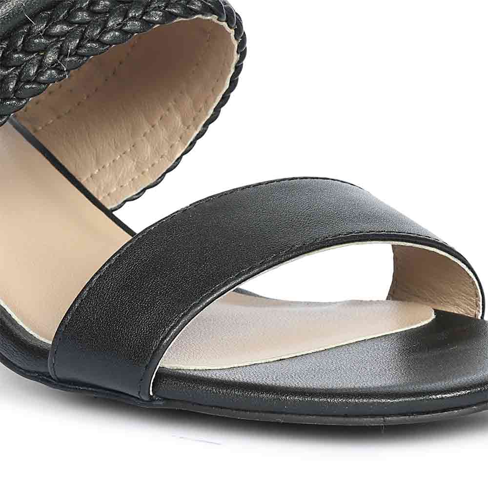 Mabel Hand Woven Black Leather Block Heels - Image 8