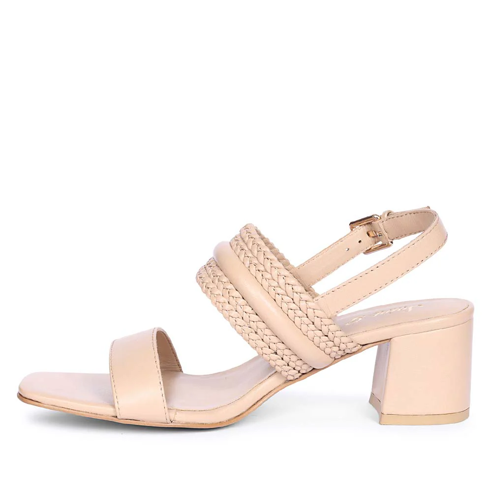Saint Mabel Hand Woven Nude Leather Block Heels - Image 4