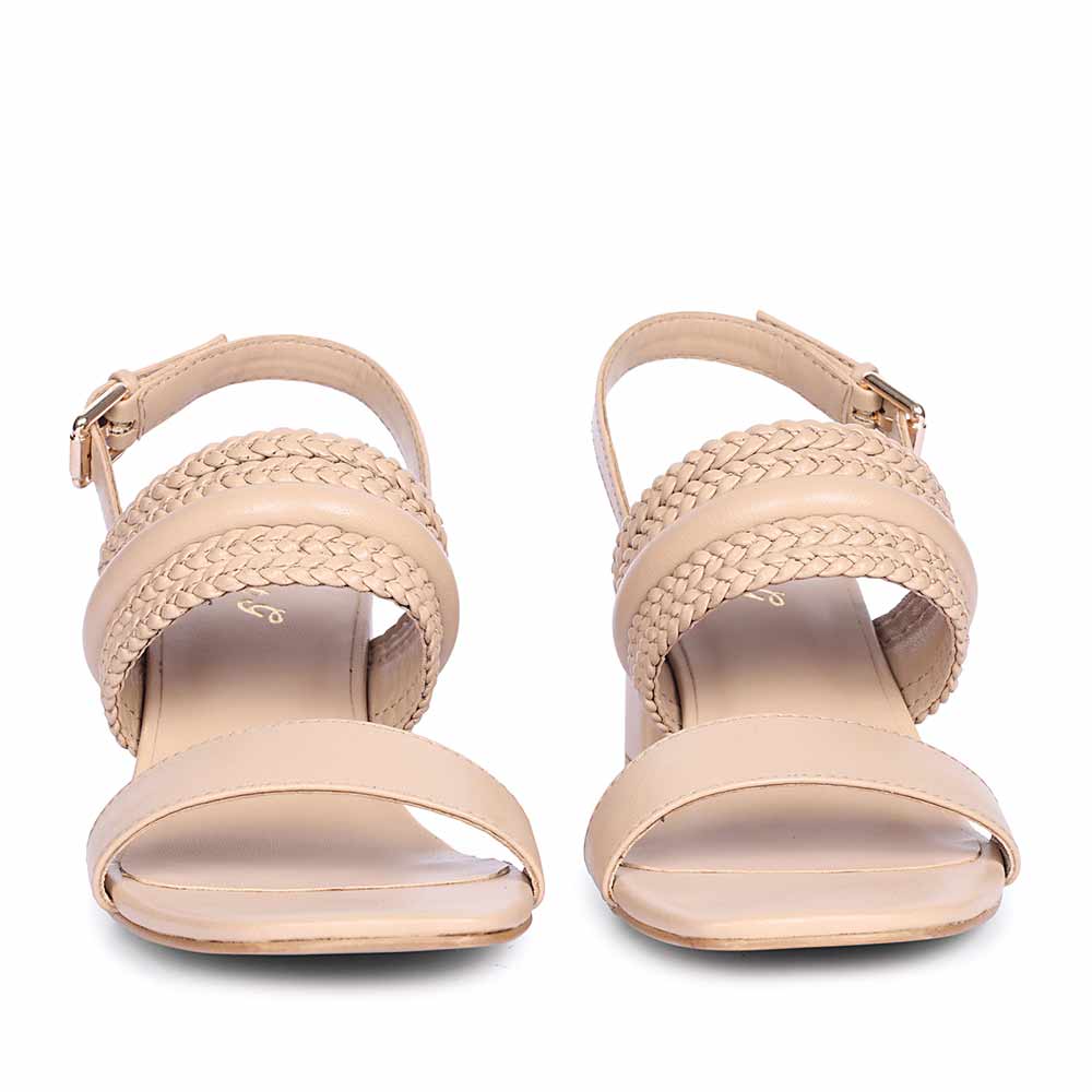 Saint Mabel Hand Woven Nude Leather Block Heels - Image 5