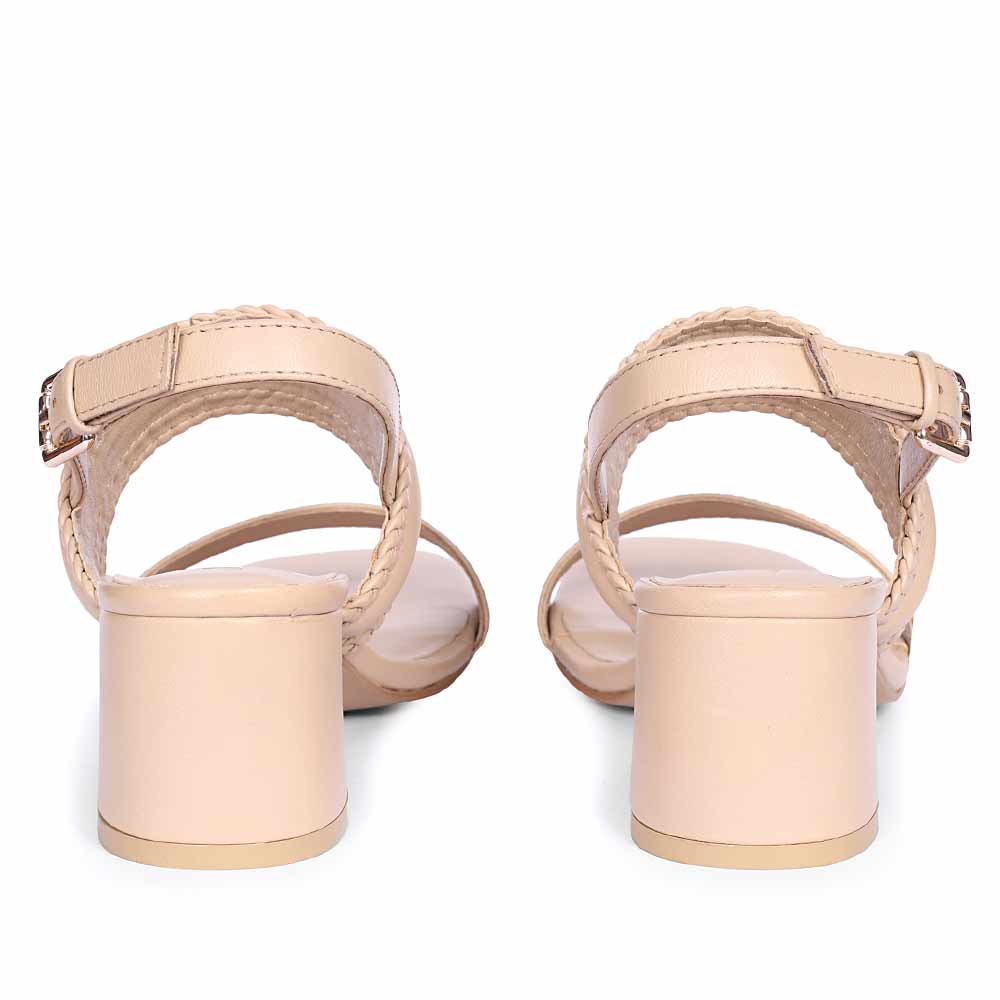 Saint Mabel Hand Woven Nude Leather Block Heels - Image 6
