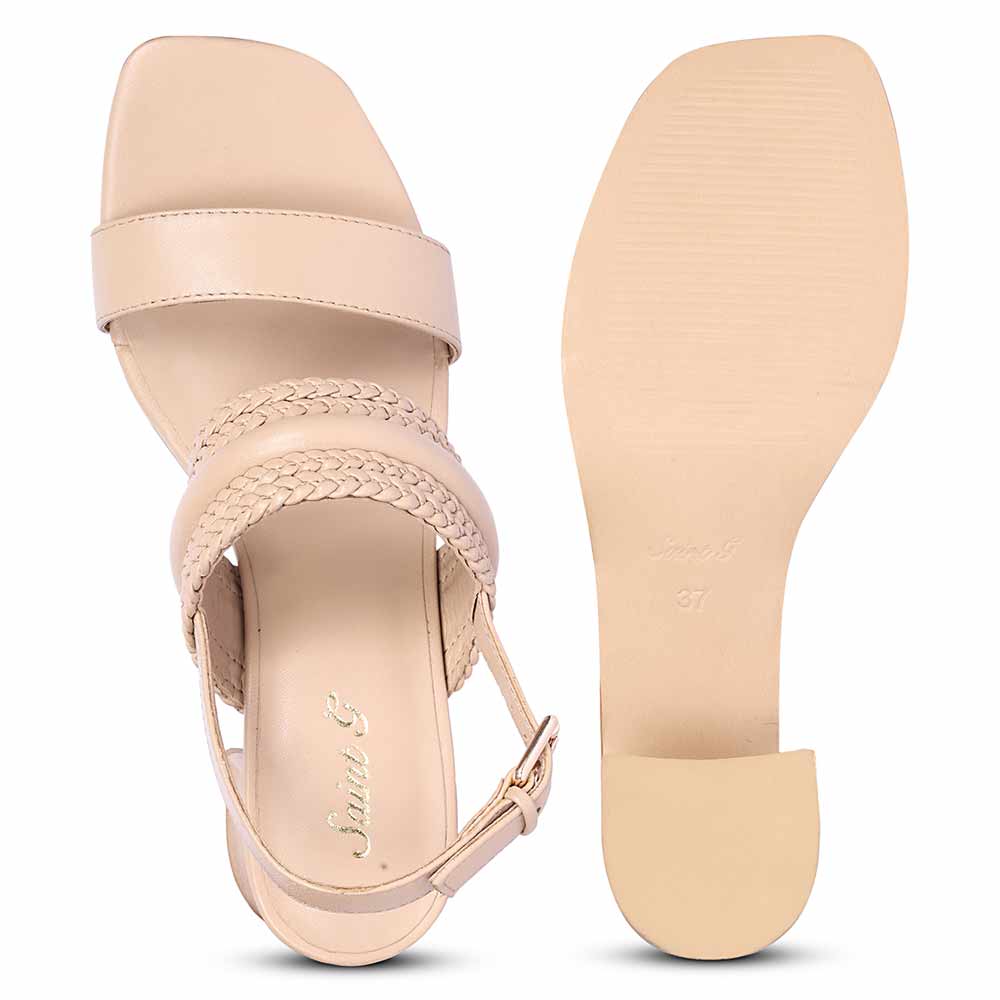 Saint Mabel Hand Woven Nude Leather Block Heels - Image 7