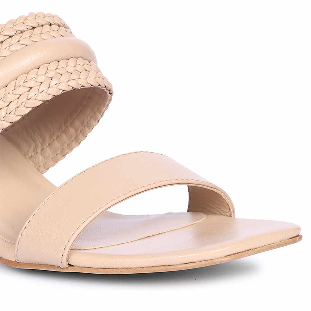 Saint Mabel Hand Woven Nude Leather Block Heels - Image 8
