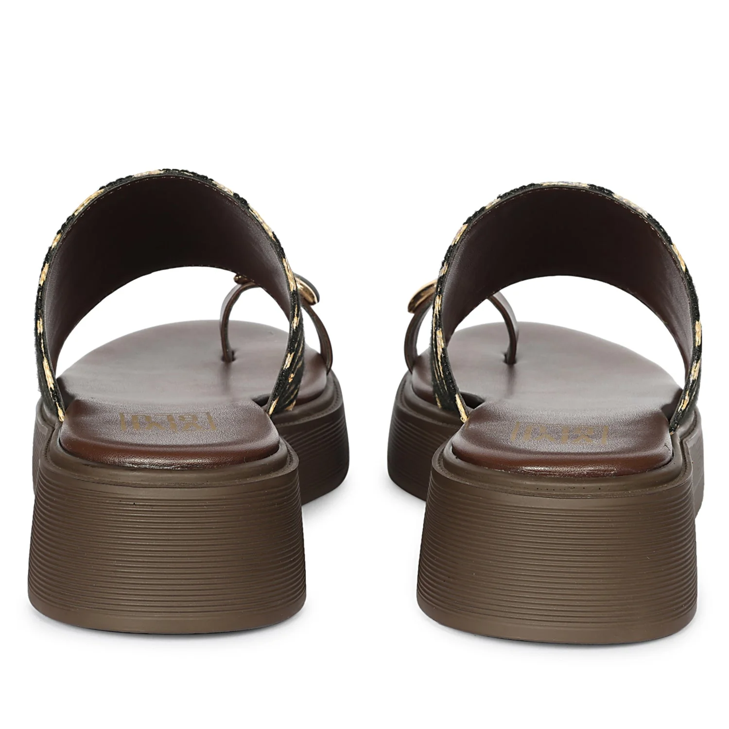 Madelyn Black Beige Zebra Leather Platform Sandals - Image 5
