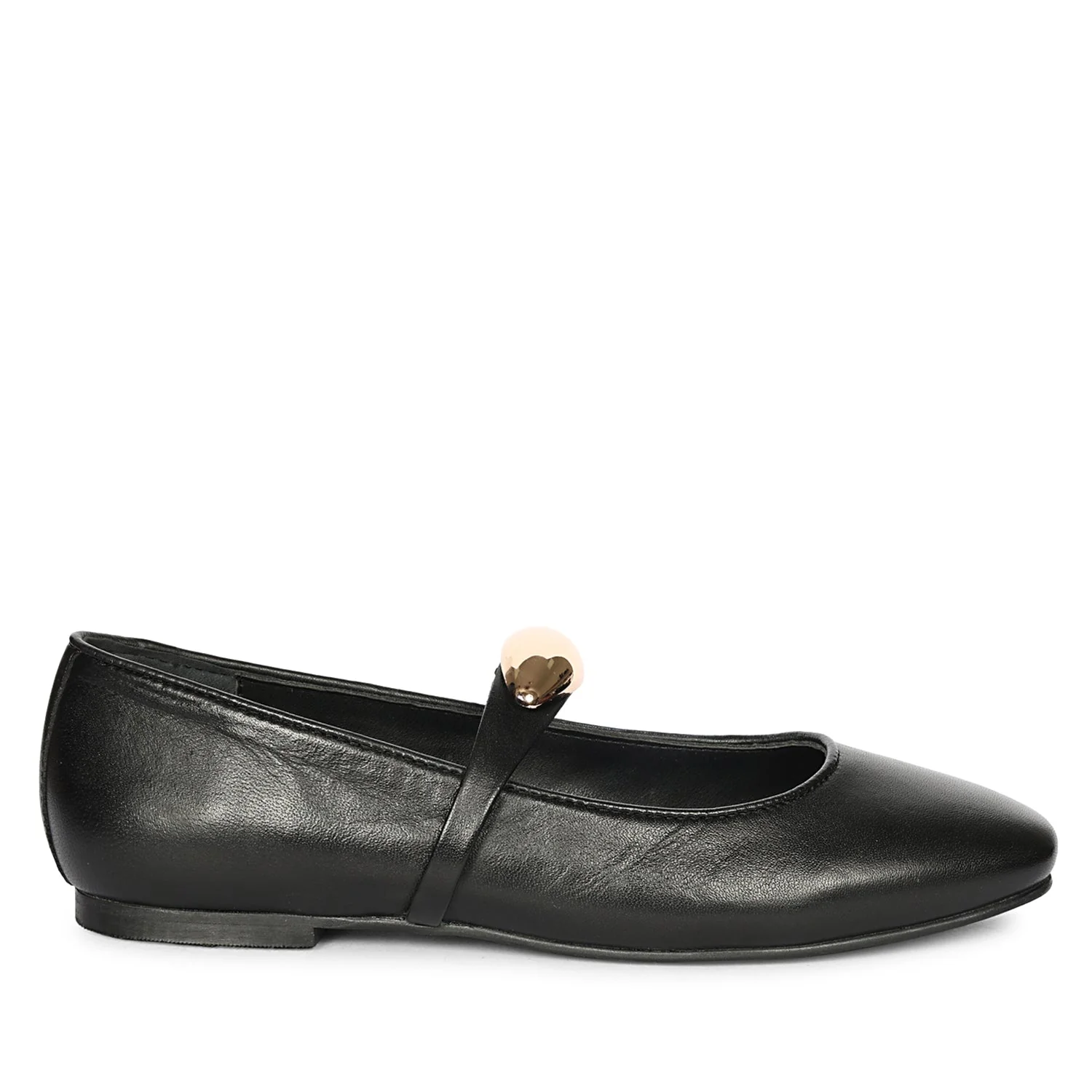 Marie Black Leather Ballerina