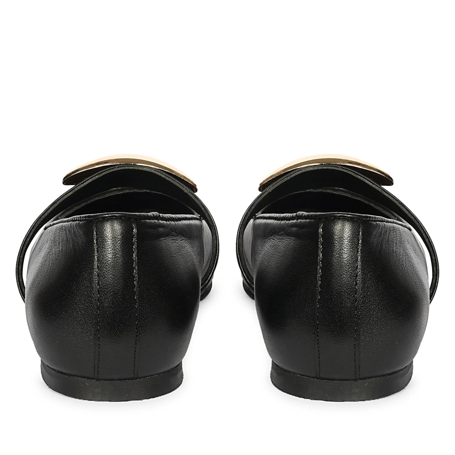 Marie Black Leather Ballerina - Image 5