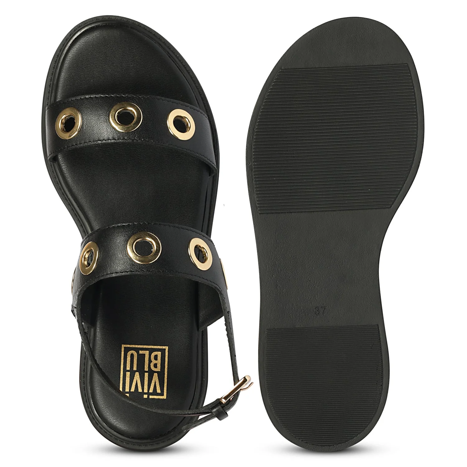 Marlowe Black Leather Platform Sandals - Image 3