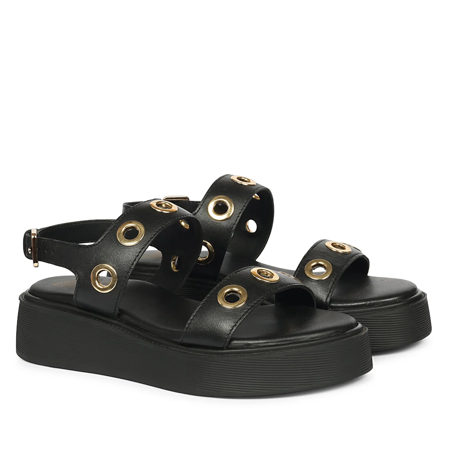 Marlowe Black Leather Platform Sandals - Image 5