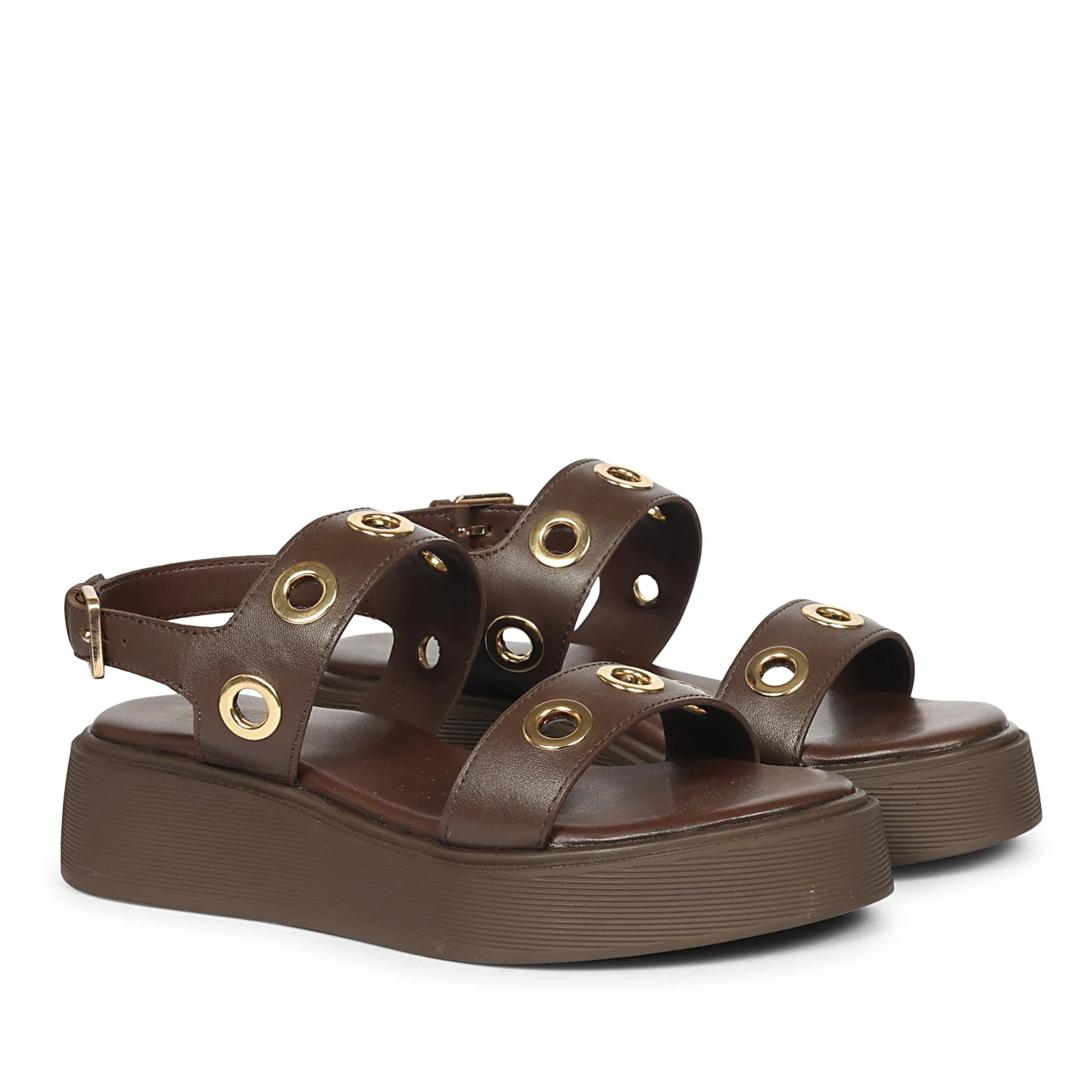 Marlowe Dark Brown Leather Platform Sandals - Image 2