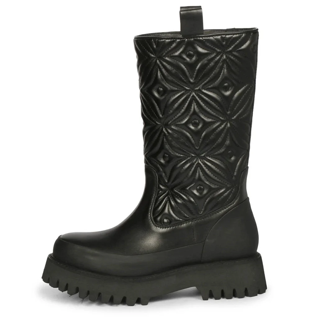 Saint Megan Flower Cushion Quilted Pull On Calf Boots - Image 3