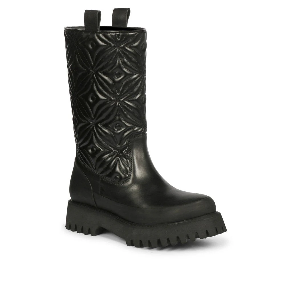 Saint Megan Flower Cushion Quilted Pull On Calf Boots - Image 4