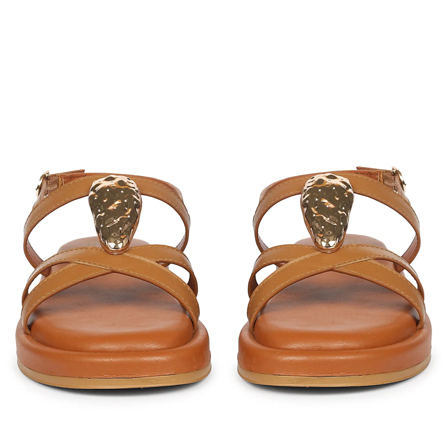 Melany Tan Leather Platform Sandals - Image 4