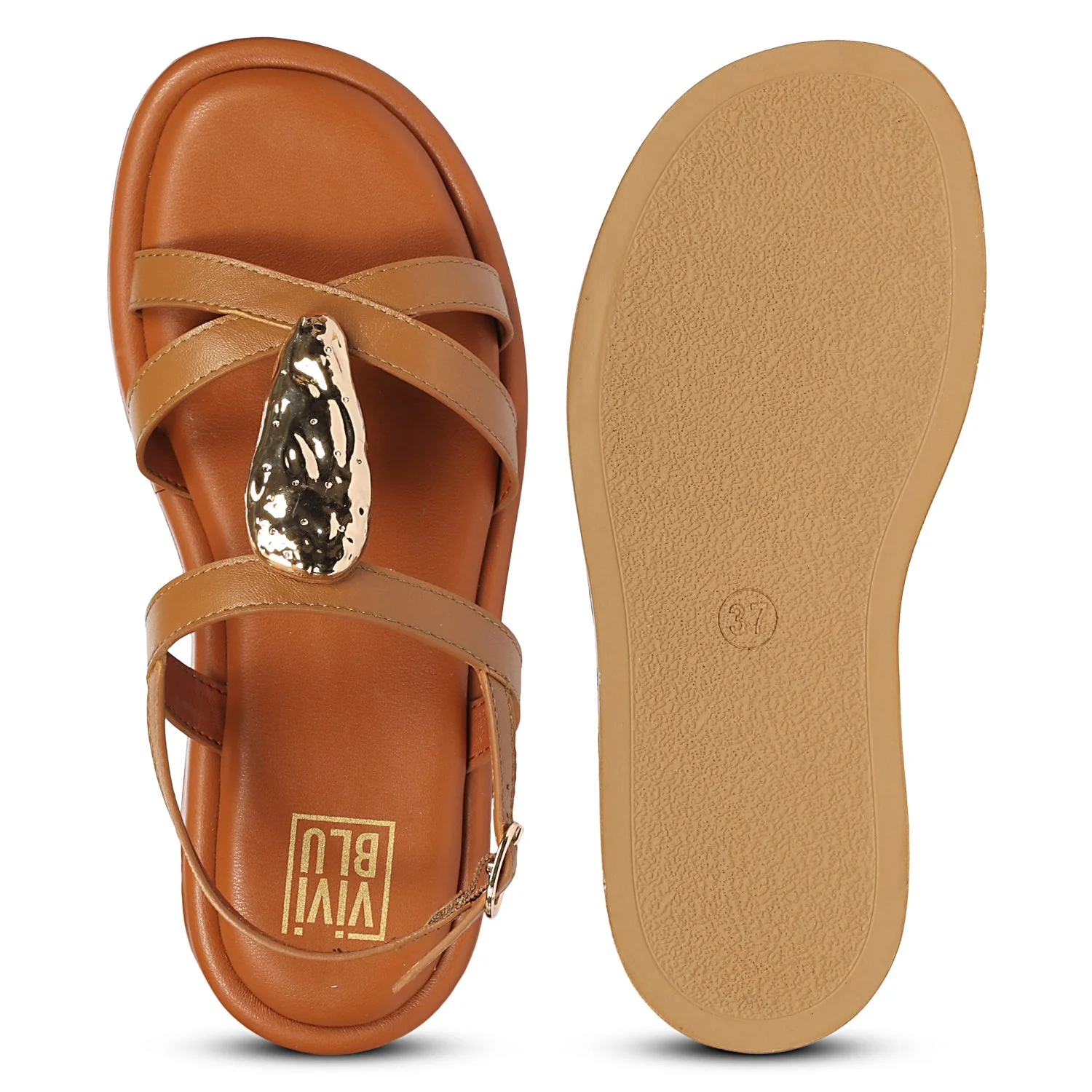 Melany Tan Leather Platform Sandals - Image 6