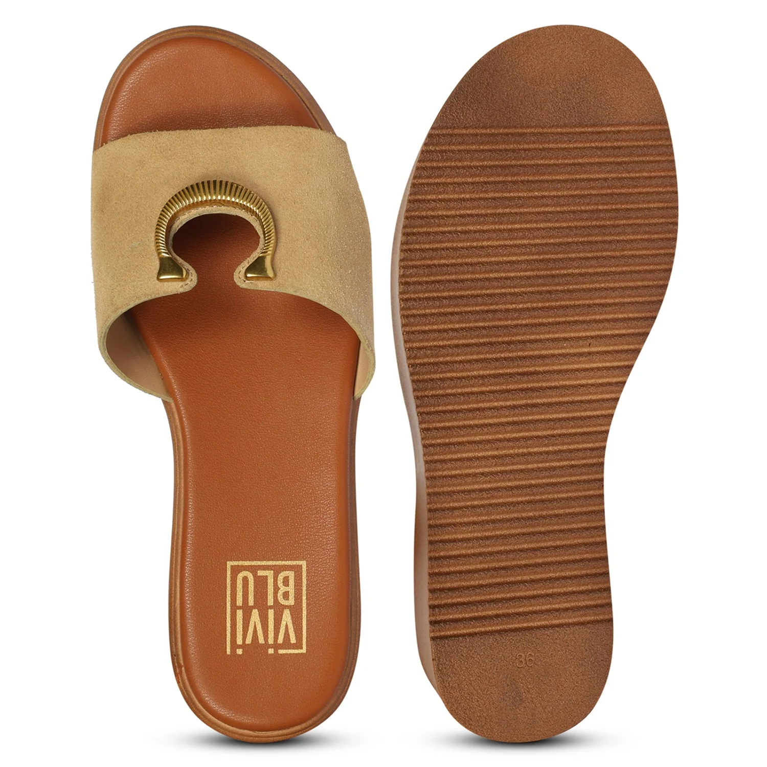 Nala Beige Leather Platform Sandals - Image 6