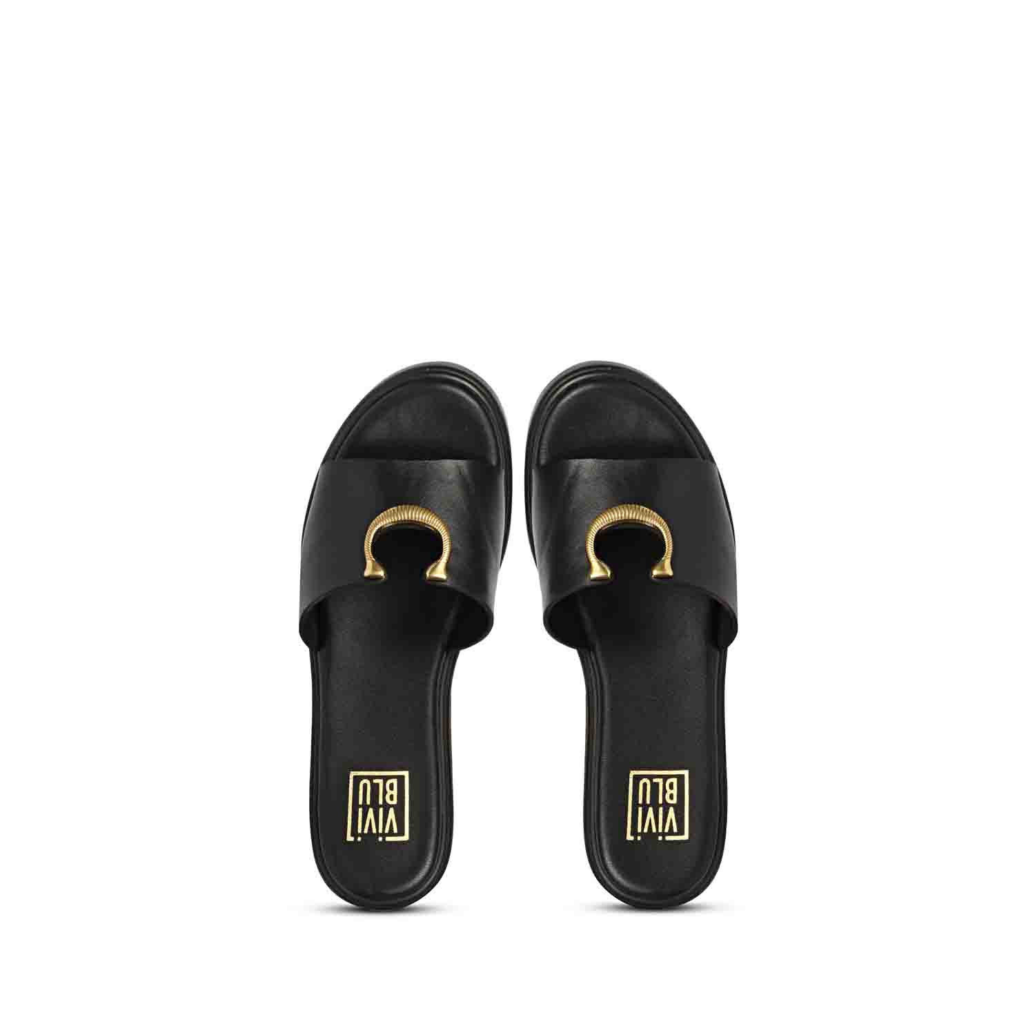 Nala Black Leather Platform Sandals - Image 6