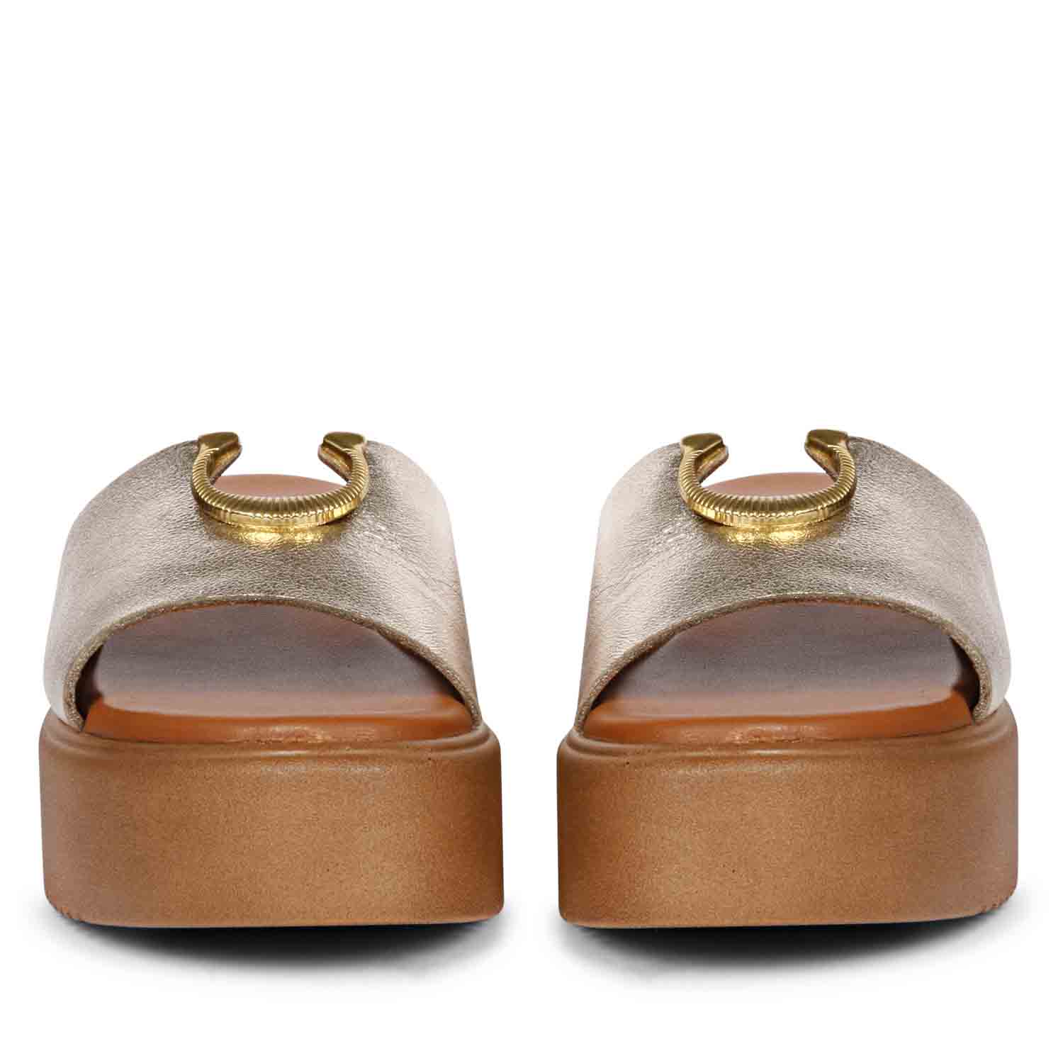 Nala Gold Leather Platform Sandals - Image 3