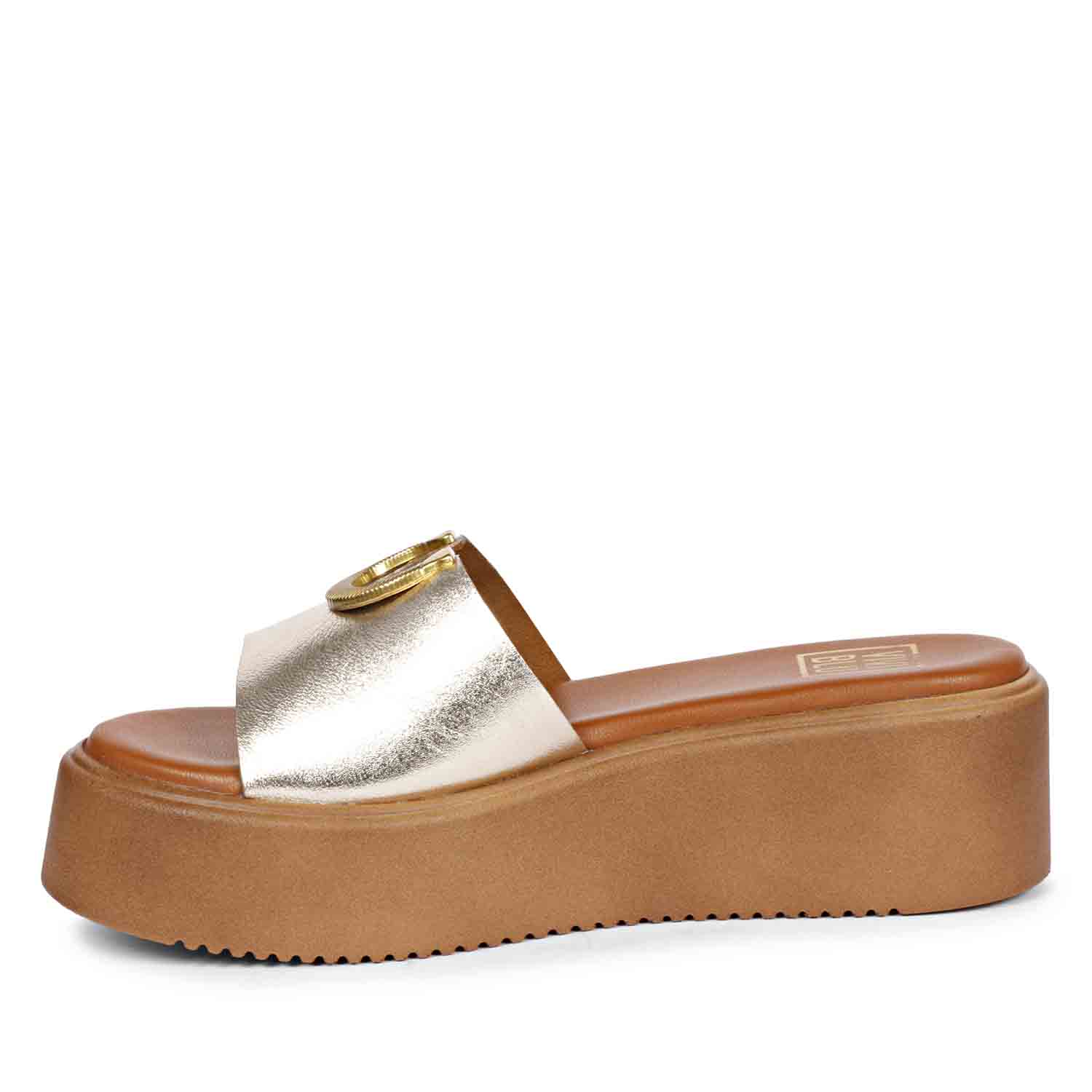 Nala Gold Leather Platform Sandals - Image 4