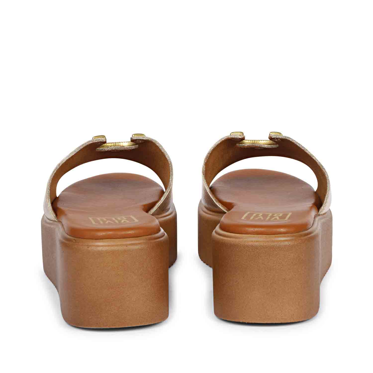 Nala Gold Leather Platform Sandals - Image 5