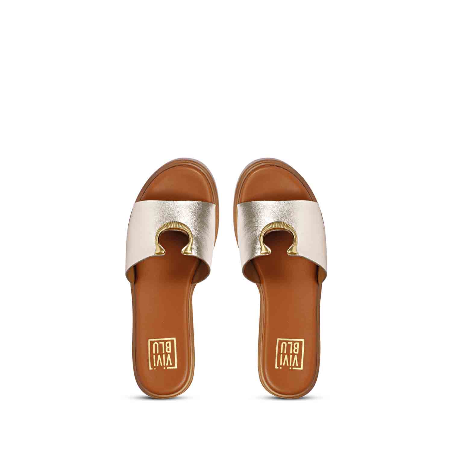 Nala Gold Leather Platform Sandals - Image 6