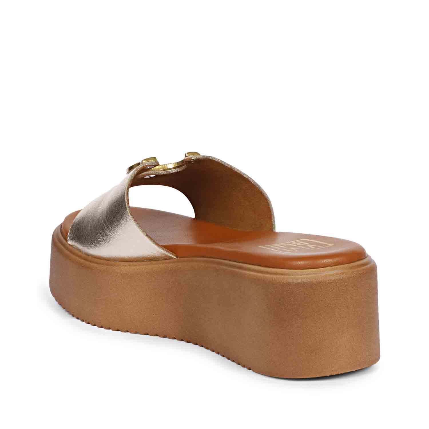 Nala Gold Leather Platform Sandals - Image 9