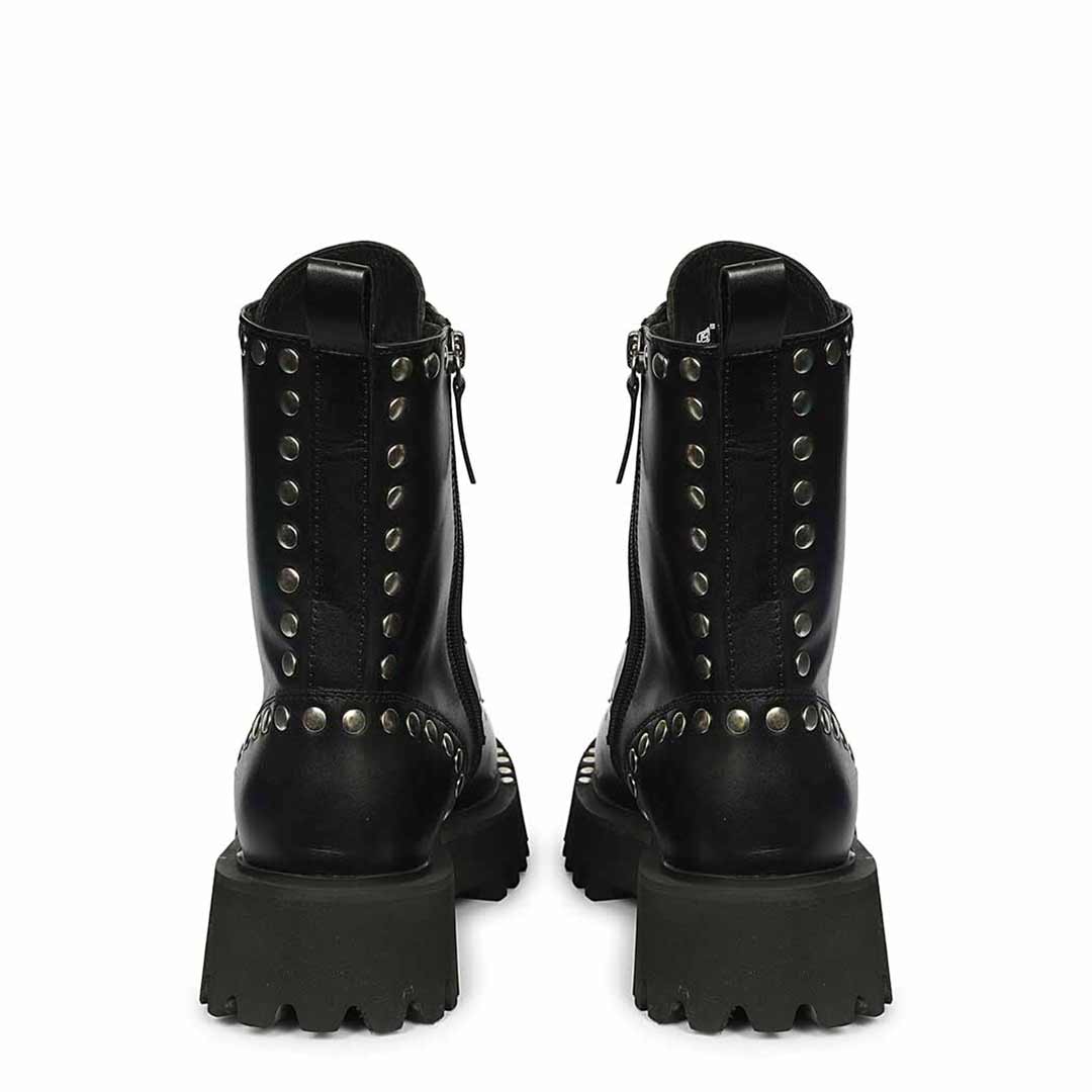 Saint Natalie Metal Studs Lace Up High Ankle Leather Boots - Image 6