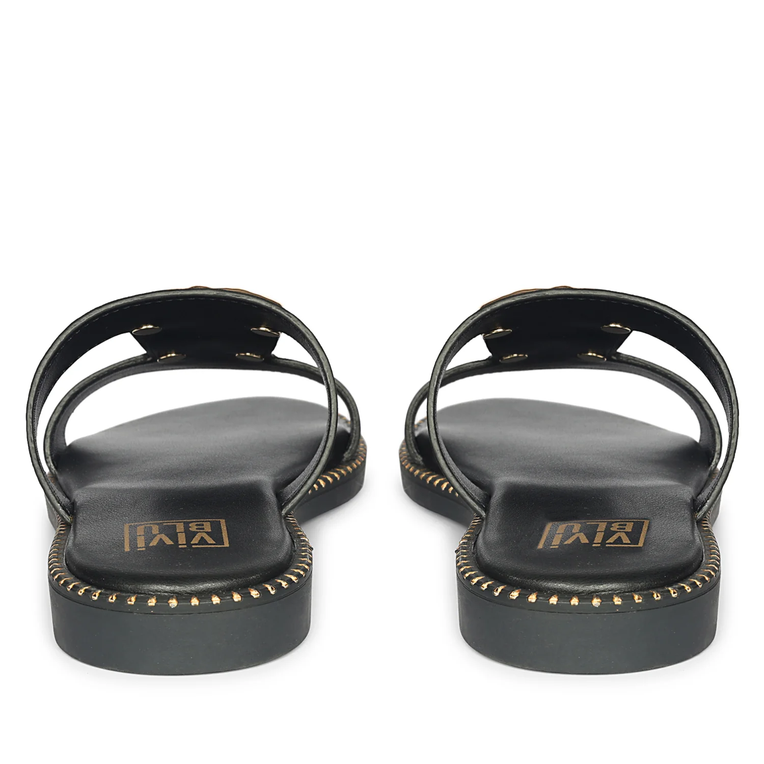 Catalina Black Leather Flat Sandals - Image 6