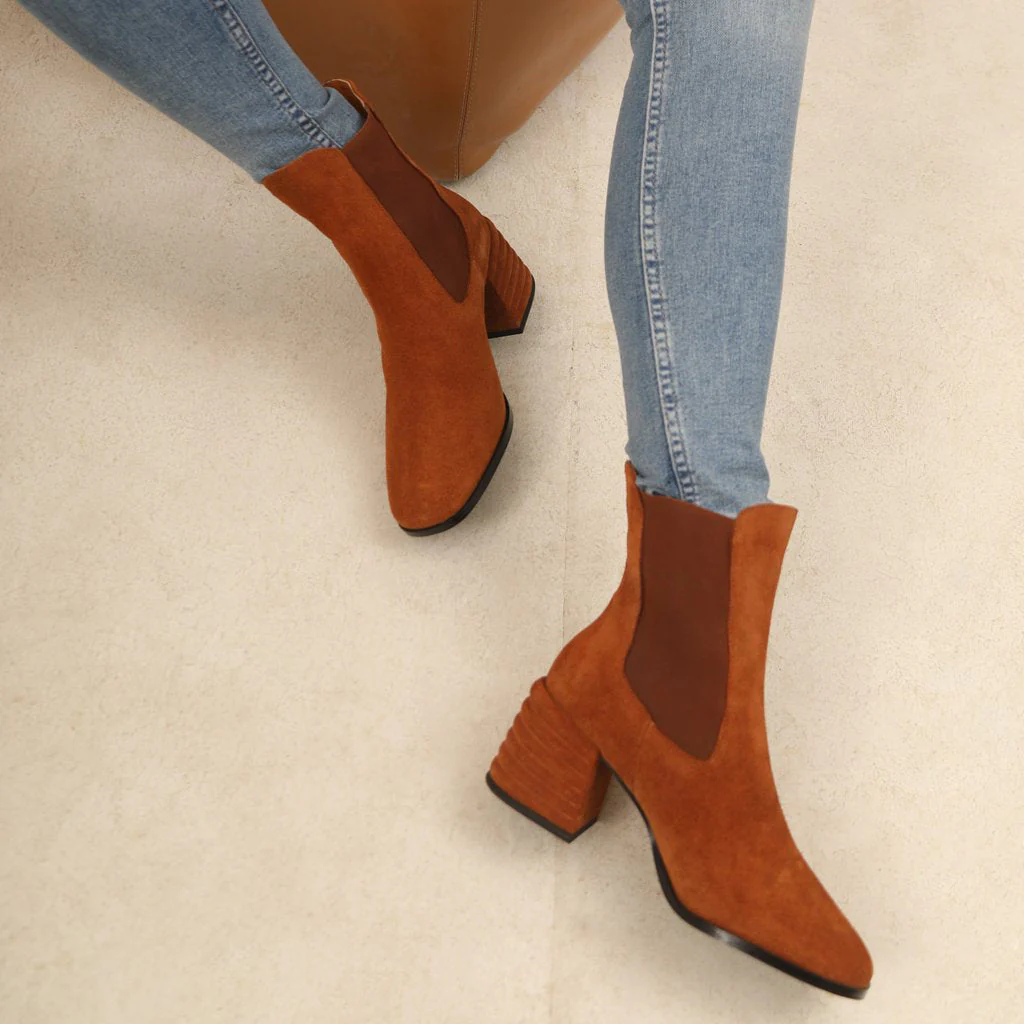 Saint Rachel Cognac Leather High Ankle Boots - Image 2