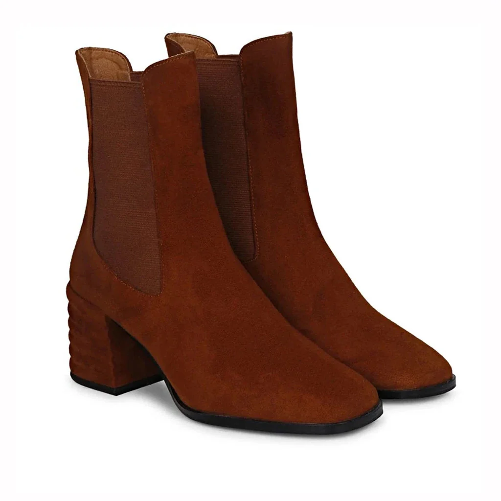 Saint Rachel Cognac Leather High Ankle Boots - Image 3