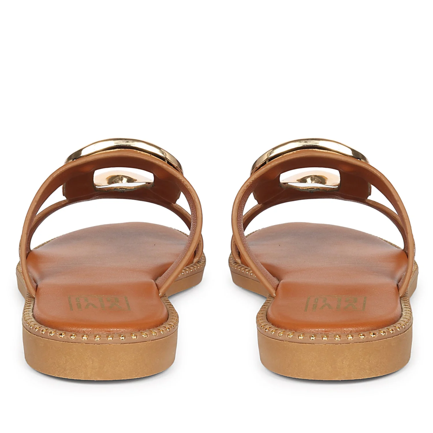 Reina Tan Leather Flat Sandals - Image 5