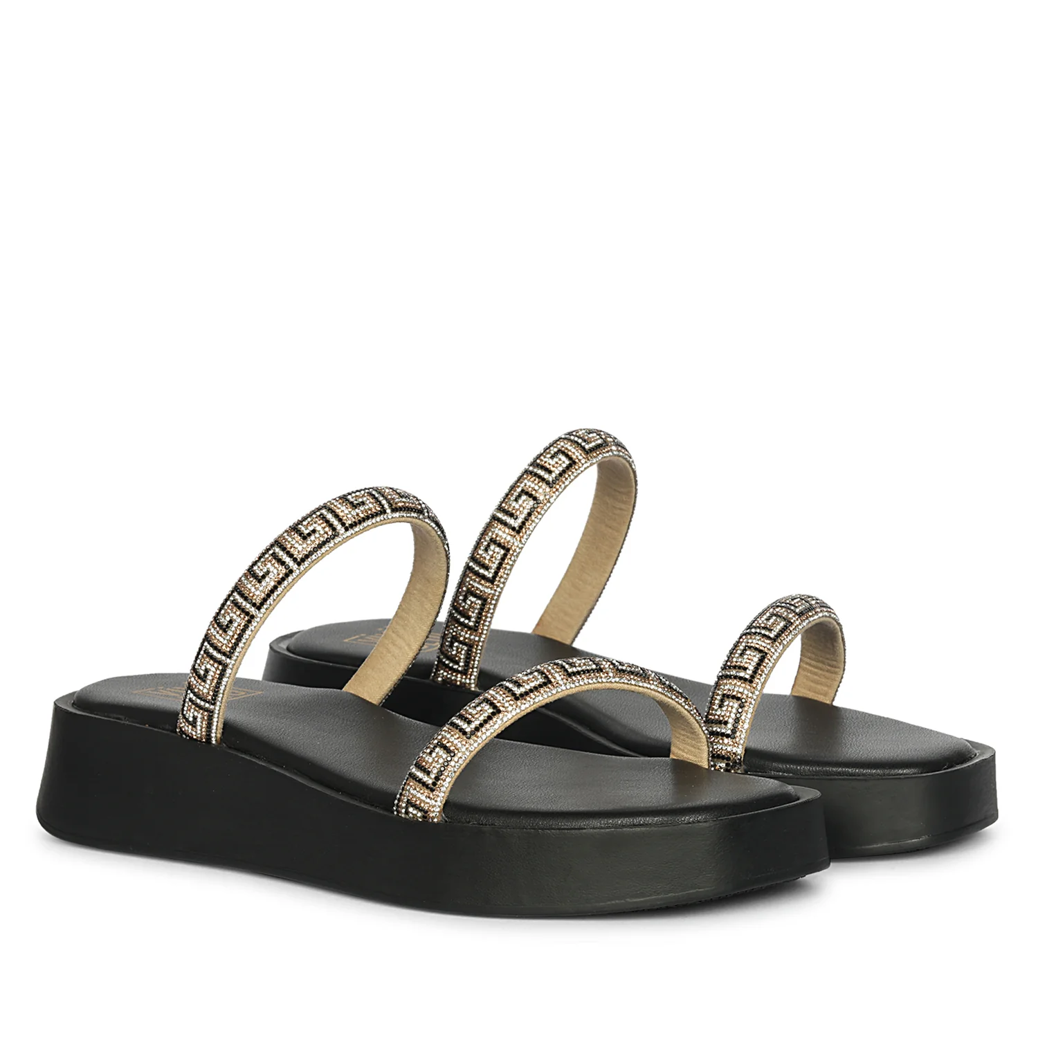 Adelina Black Leather Platform Sandals - Image 2