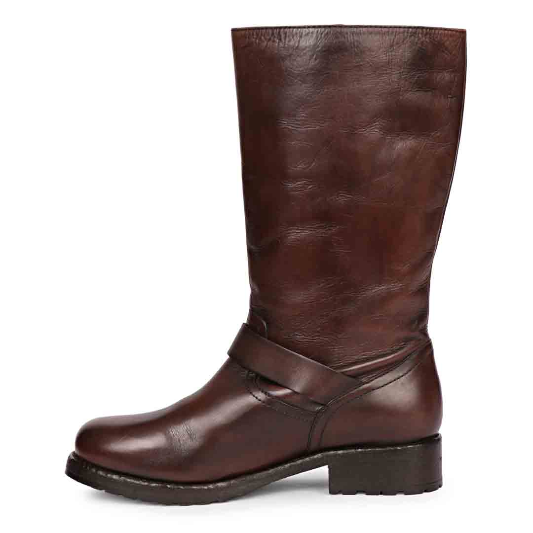 Saint Adette Buckle Decor Brown Leather Calf Boots - Image 4