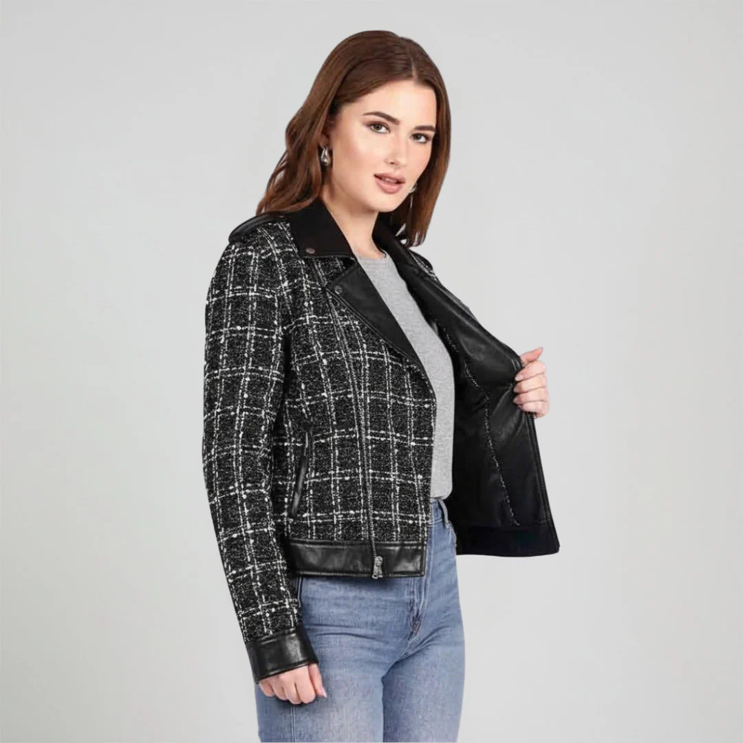 Saint Adria Grey Leather Women Collar Jackets - Image 2