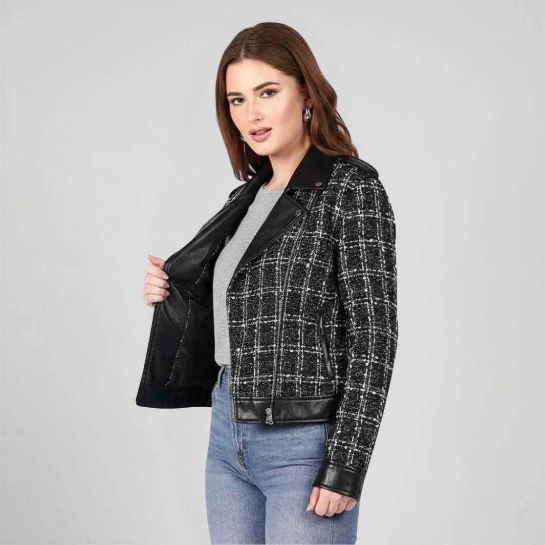 Saint Adria Grey Leather Women Collar Jackets - Image 3
