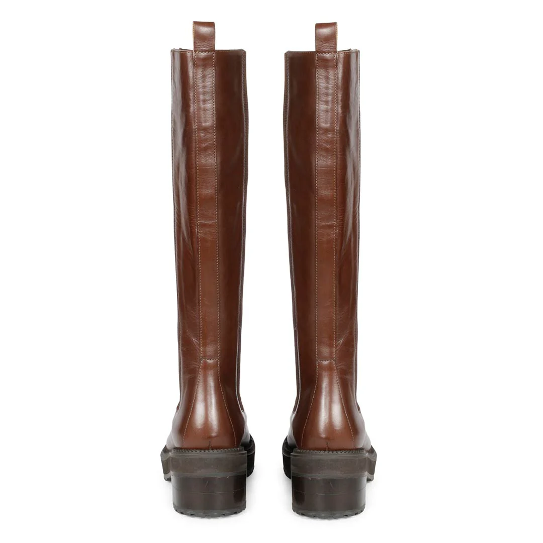 Saint Adriana Brown Leather Knee High Long Boots - Image 5
