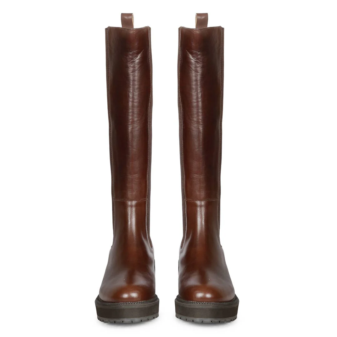 Saint Adriana Brown Leather Knee High Long Boots - Image 6